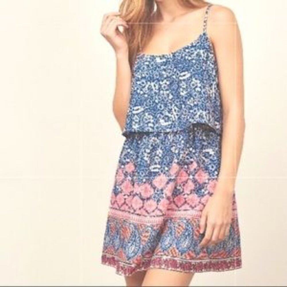 Abercrombie & Fitch Blue Pink Paisley Summer Sleeveless Mini Dress Size S